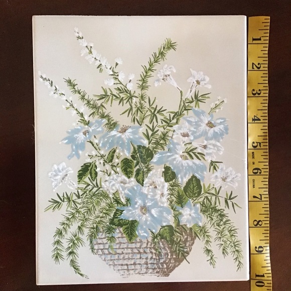 Italian Hand Painted Floral Tile (10”x8”) - Picture 1 of 5